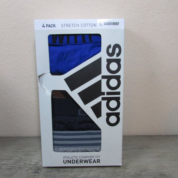 NEW Adidas Men's Large Stretch Cotton Boxer Briefs 3 Pack - Picture 1 of 3
